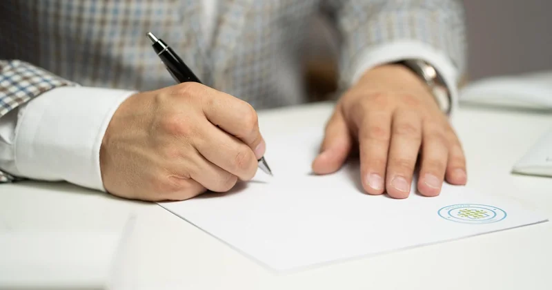 Où placer la mention P.O. dans un bloc de signature ?
